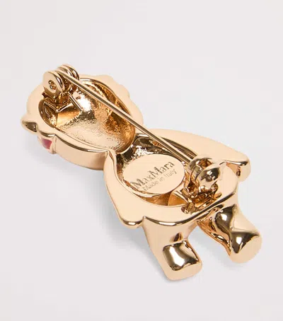 Max Mara Bear Brooch In Nude