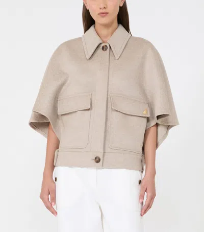 Max Mara Dream Button-up Cape Jacket In Gray