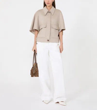 Max Mara Dream Button-up Cape Jacket In Gray