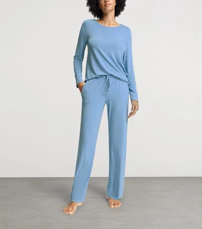 Hanro Natural Elegance Drawstring Trousers In Blue