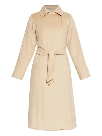Max Mara Classic Camel Jacket With Adjustable Belt In Neutral