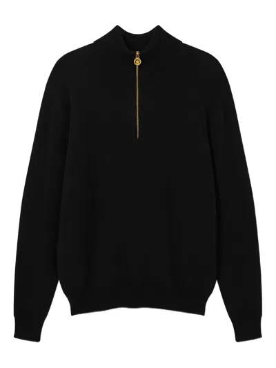 Versace Medusa Patch Embroidered Biggie Hardware Sweater With High Neck Zip Placket In Animal Print