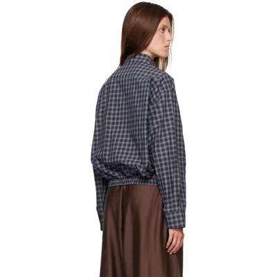 Cordera Navy Checked Bomber Shirt In Multi