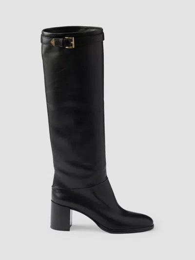 Prada Leather Boots In Black