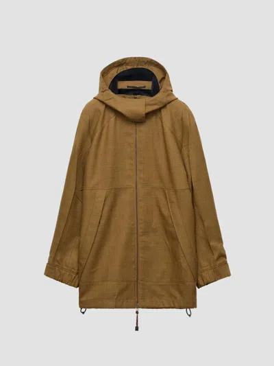 Prada Mélange Hopsack Wool Jacket In Brown