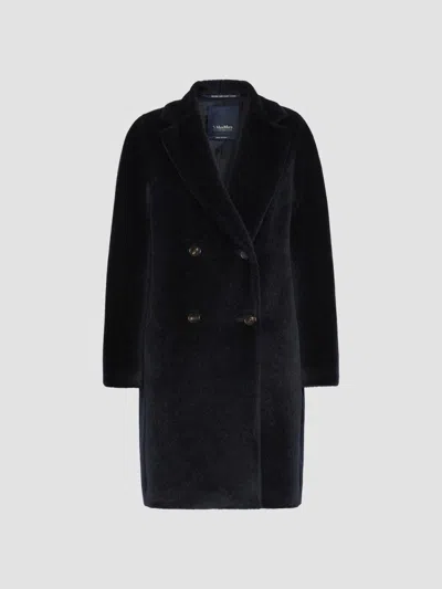 Max Mara Collared Coat In Blue