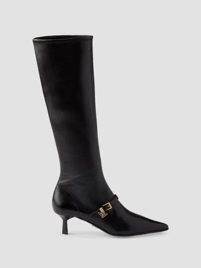 Prada Stretch Nappa Leather Boots In Black