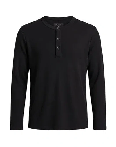 Rag & Bone Classic Flame Henley Tee In Black