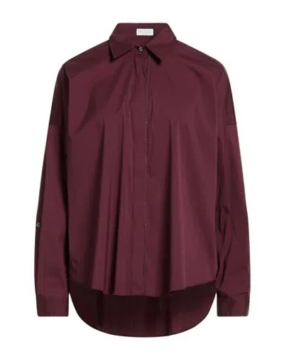 Brunello Cucinelli Woman Shirt Burgundy Size Xs Cotton, Polyamide, Elastane In Red