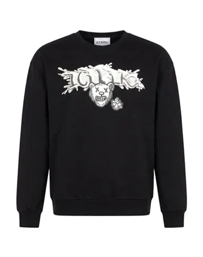 Iceberg Man Sweatshirt Black Size Xl Cotton In Black