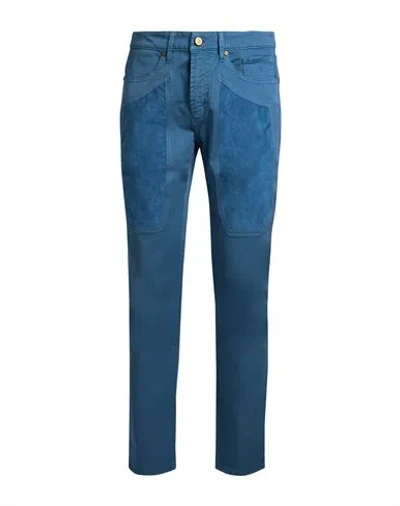 Jeckerson Man Pants Slate Blue Size 42 Cotton, Elastane, Polyester, Polyurethane In Blue