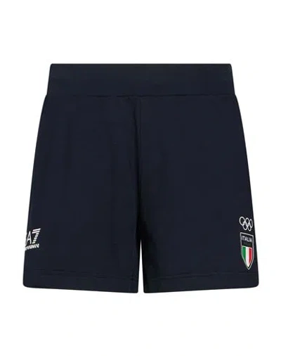 Ea7 Logo-print Elasticated Shorts In Blue