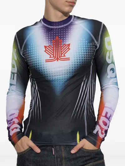 Dsquared2 Graphic-print Long-sleeve T-shirt In Multi