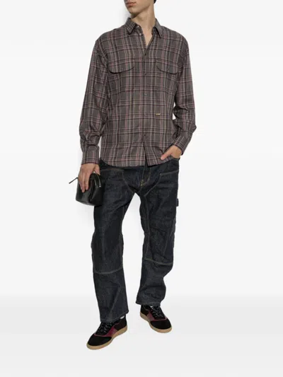 Dsquared2 Check-pattern Flap-pocket Shirt In Brown