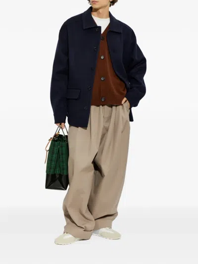 Marni Button-up Flap-pocket Coat In Blue