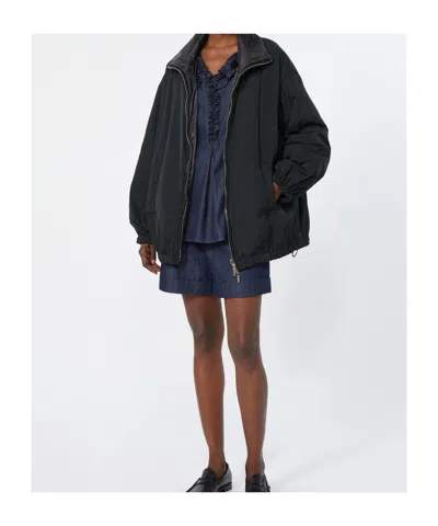 Max Mara Washed Pure Cotton Denim Shorts High-waist Pleated Back With Removable Jewel In Blue