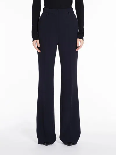 Max Mara Studio-inspired High-waist Flared Trousers With Pressed Pleats In Black