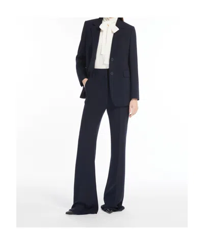 Max Mara Studio-inspired High-waist Flared Trousers With Pressed Pleats In Black
