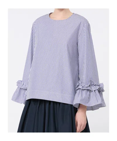 Max Mara Chemisier En Popeline Avec Ruches Et Volants In Blue