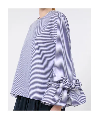 Max Mara Chemisier En Popeline Avec Ruches Et Volants In Blue