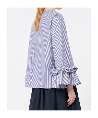 Max Mara Chemisier En Popeline Avec Ruches Et Volants In Blue