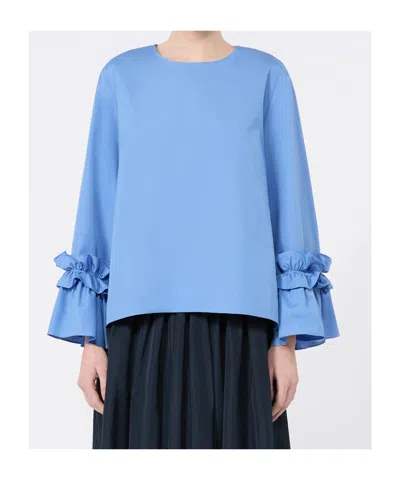 Max Mara Ruffle-trim Blouse In Blue