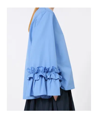 Max Mara Ruffle-trim Blouse In Blue