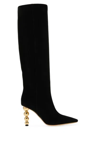 Ferragamo Spherical Heel Boot In Black