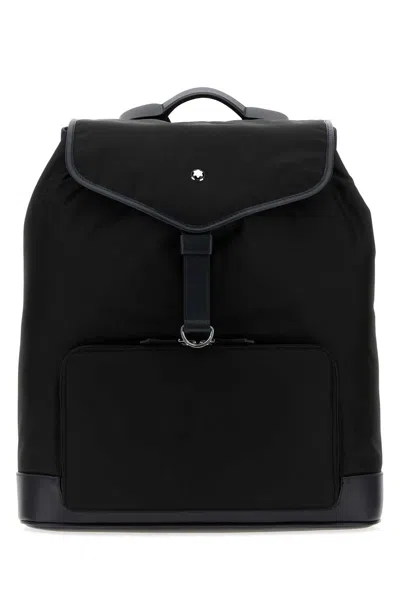 Montblanc Canvas Backpack Adjustable Straps Versatile Use In Black