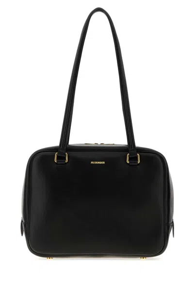 Jil Sander Medium Vision Leather Shoulder Bag In Black