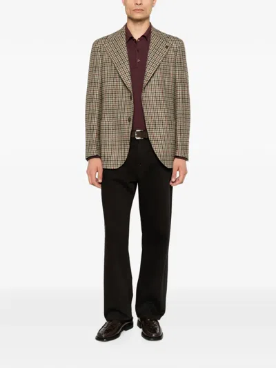 Gabriele Pasini Check-pattern Peak-lapels Blazer In Brown