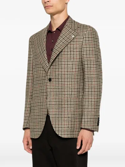 Gabriele Pasini Check-pattern Peak-lapels Blazer In Brown