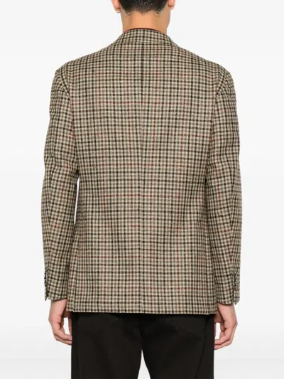 Gabriele Pasini Check-pattern Peak-lapels Blazer In Brown