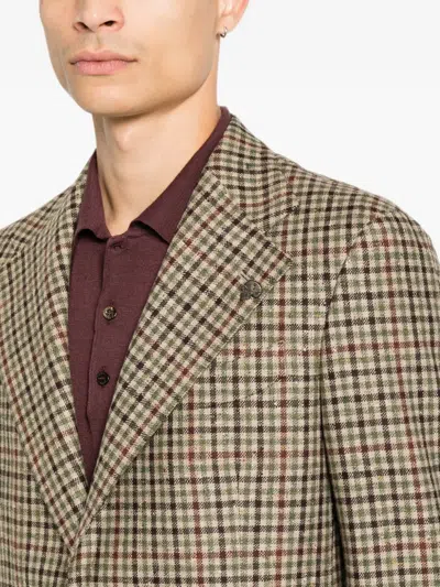 Gabriele Pasini Check-pattern Peak-lapels Blazer In Brown