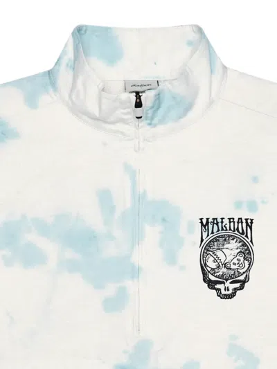 Malbon 파인 리플렉션 타이다이 그래픽 프린트 윈드셔츠 In White