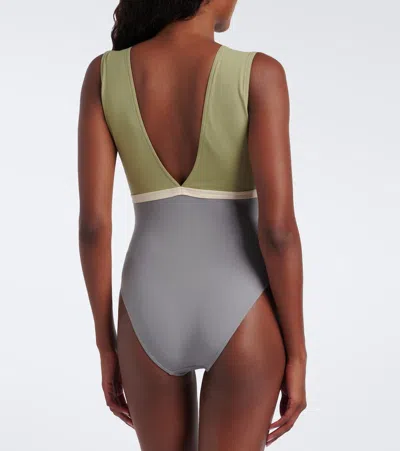 Eres Macadamia V-neck Panelled Swimsuit In Multi