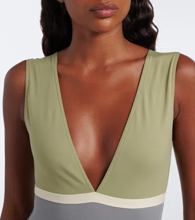 Eres Macadamia V-neck Panelled Swimsuit In Multi