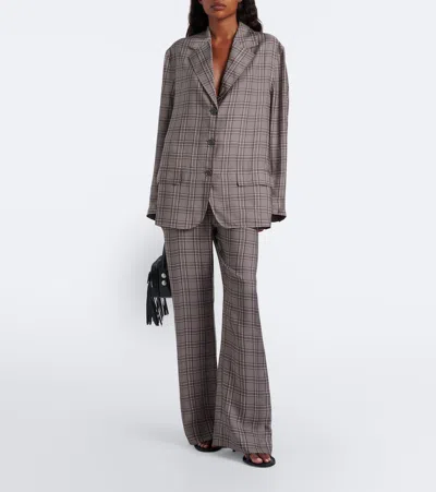 Acne Studios Junida Check Fluid Suit Jacket In Gray