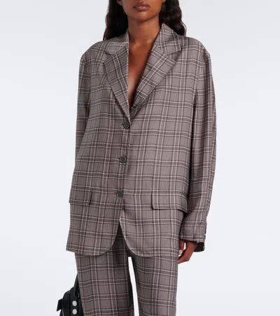Acne Studios Junida Check Fluid Suit Jacket In Gray