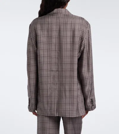 Acne Studios Junida Check Fluid Suit Jacket In Gray