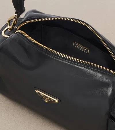 Prada Explore Small Leather Shoulder Bag In Black