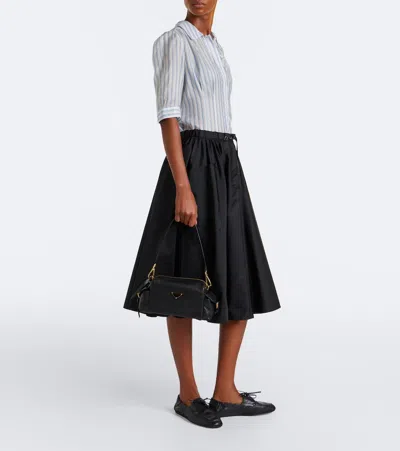 Prada Explore Small Leather Shoulder Bag In Black