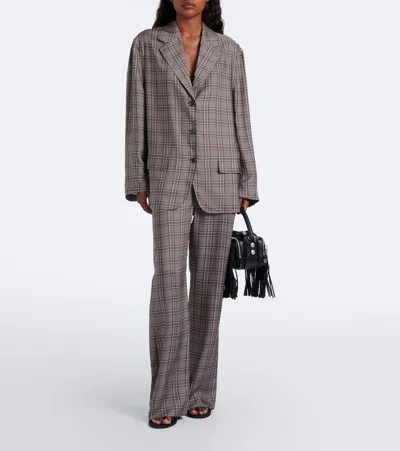 Acne Studios Checked Wide-leg Pants In Brown