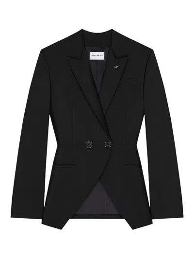 Givenchy Double-breasted Wool Blazer In Negro