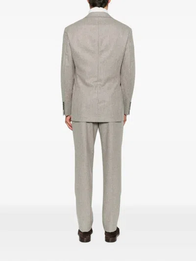 Brunello Cucinelli Double-breasted Wool Suit In Marrón
