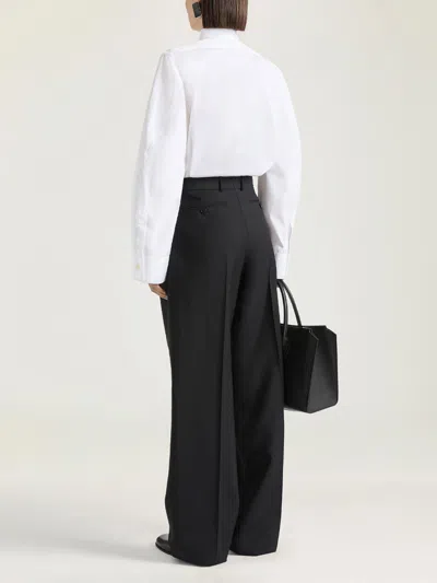 Givenchy Bow Neck Cotton-poplin Button-down Shirt In Blanco