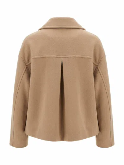 Pinko Double-breasted Cropped Coat In Neutral