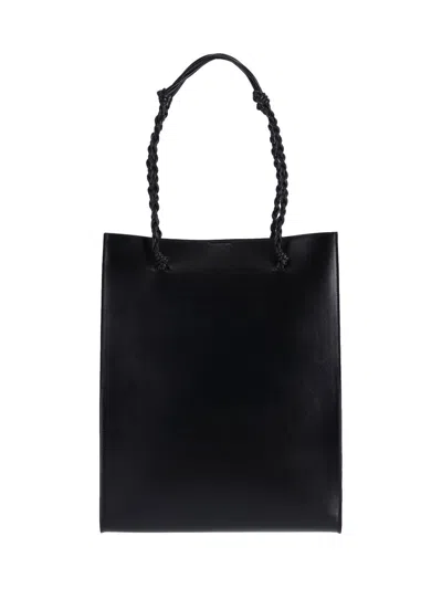 Jil Sander Rectangular Shoulder Bag Smooth Finish Braided Handles In Negro