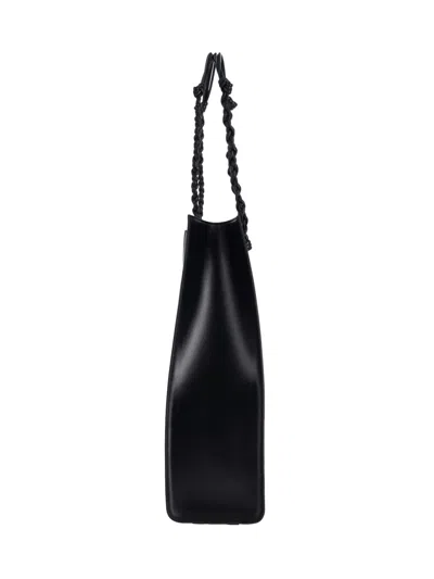 Jil Sander Rectangular Shoulder Bag Smooth Finish Braided Handles In Negro