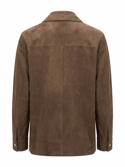 Max Mara Suede Patch-pocket Jacket In Brown